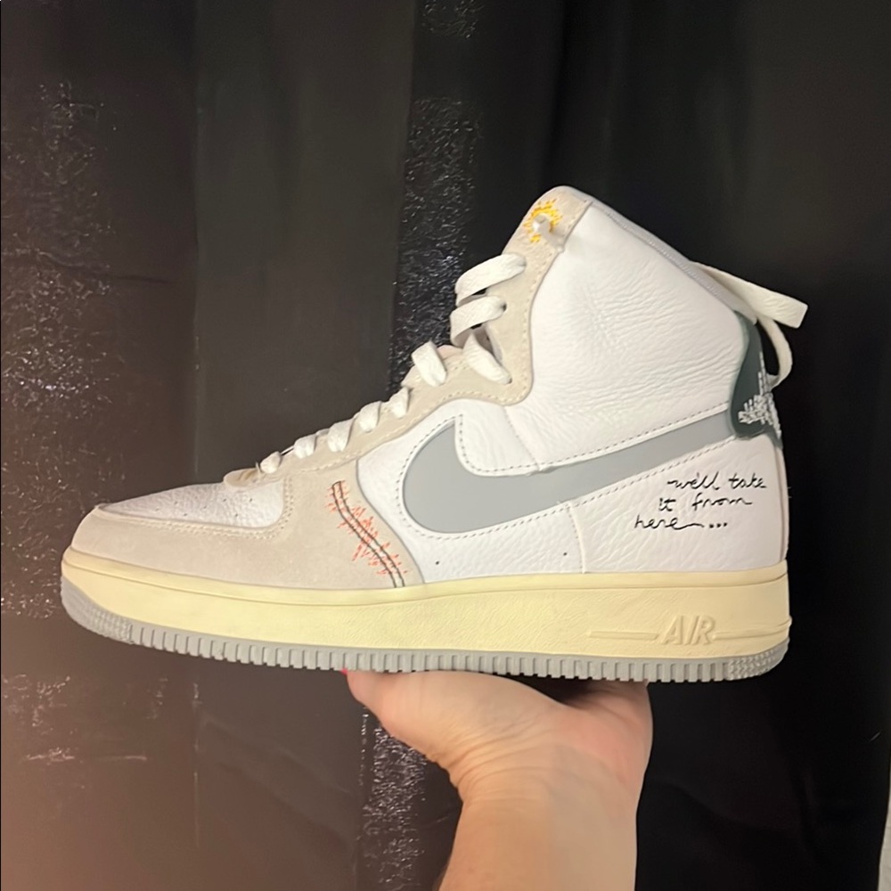 Nike Air High-Top Sneakers in White and Gray